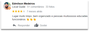 Avaliação do restaurante no Google